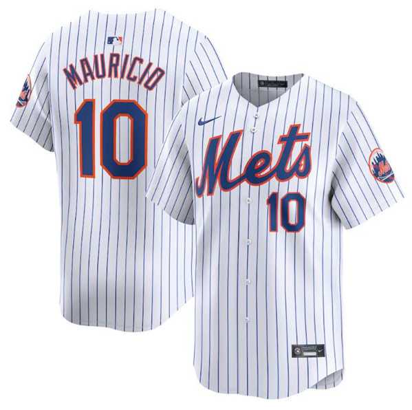 Men%27s New York Mets #10 Ronny Mauricio White 2024 Home Limited Stitched Baseball Jersey Dzhi->new york mets->MLB Jersey